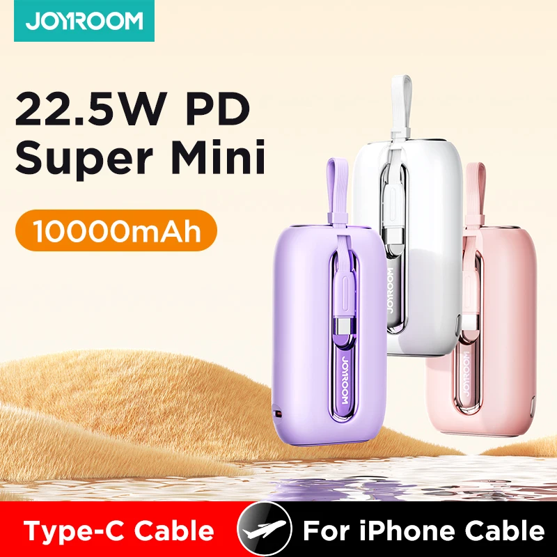 

Joyroom Mini Power Bank Fast Charging Powerbank With Type-C For iPhone Cable 22.5W PD QC3.0 Charger For Samsung Xiaomi 10000mAh