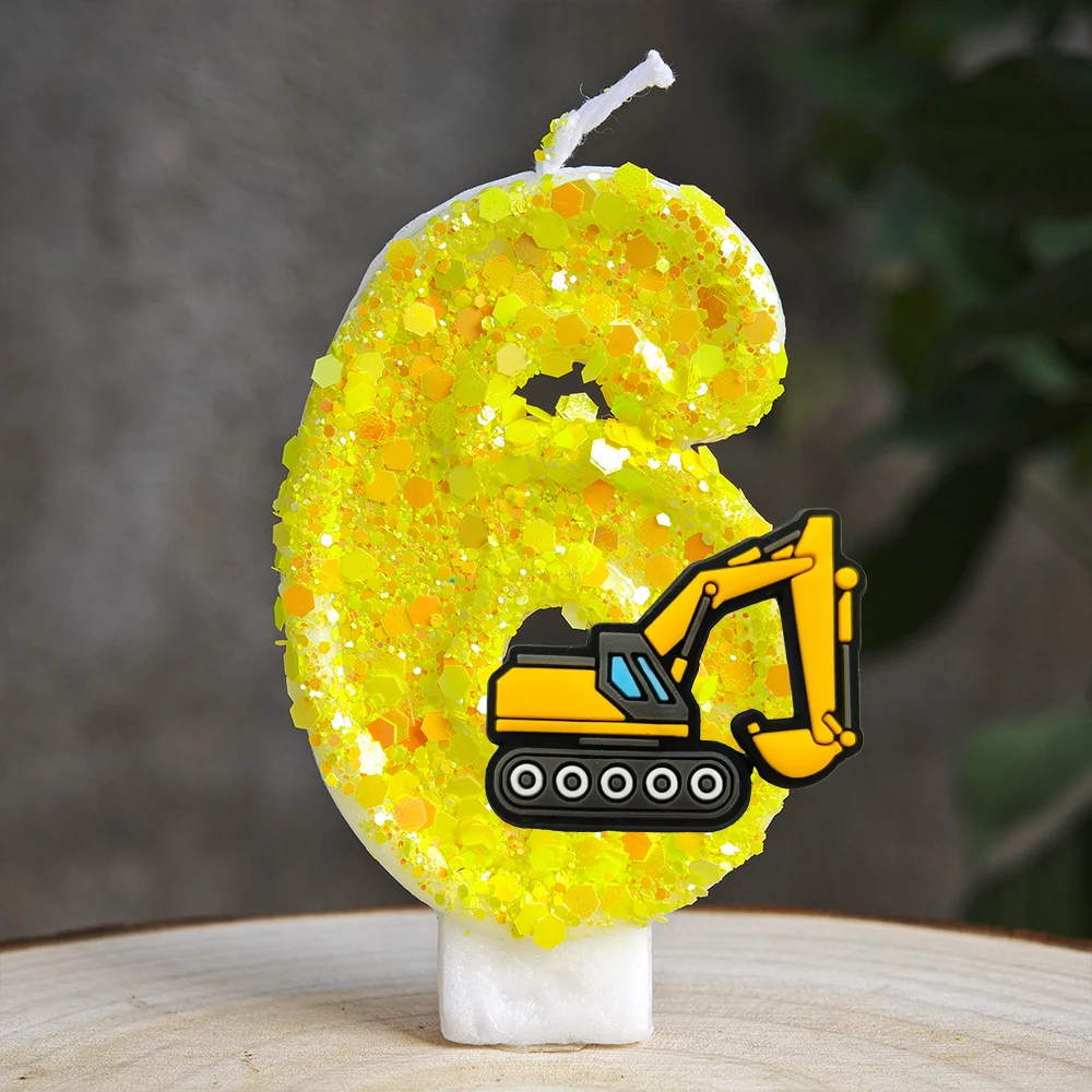 Engineering Fahrzeug Kerze Nummer 0-9 Geburtstag Kuchen Kerze Dekor Bagger Geburtstag Party Kuchen Topper Baby Dusche Dekor Geschenk – Detail 17