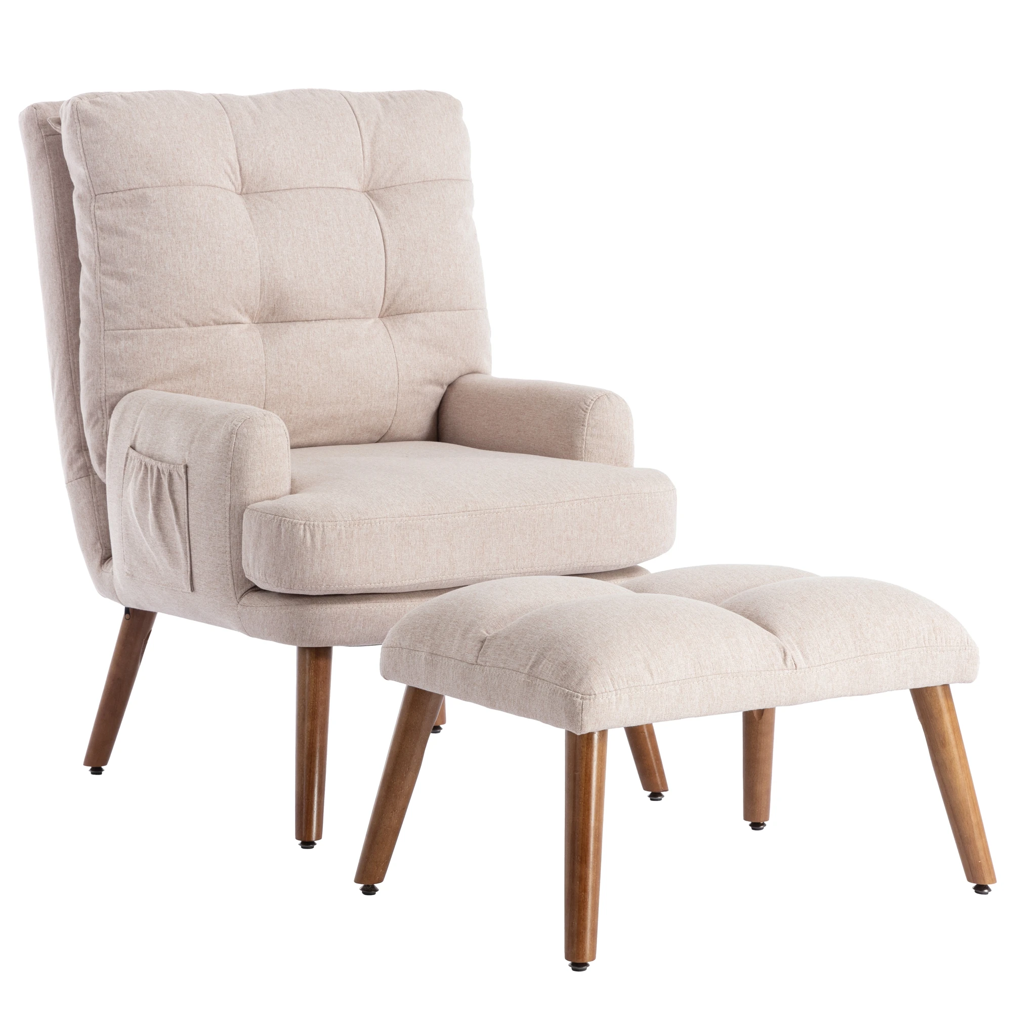 Lounge Chair With Footrest, Backrest 5-stage Adjustable, Tiltable, Chair With Side Shelf Lazy Sofa – Detail 1
