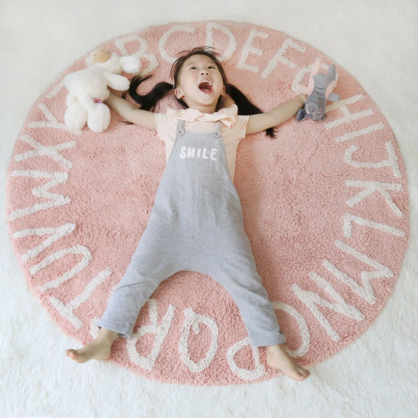 Cartoon Alphabet Children's Carpet Fluffy Soft Baby Crawling Mat Nordic Style Bedroom Decor Plush Rug Home Round Washable Rugs living room rug