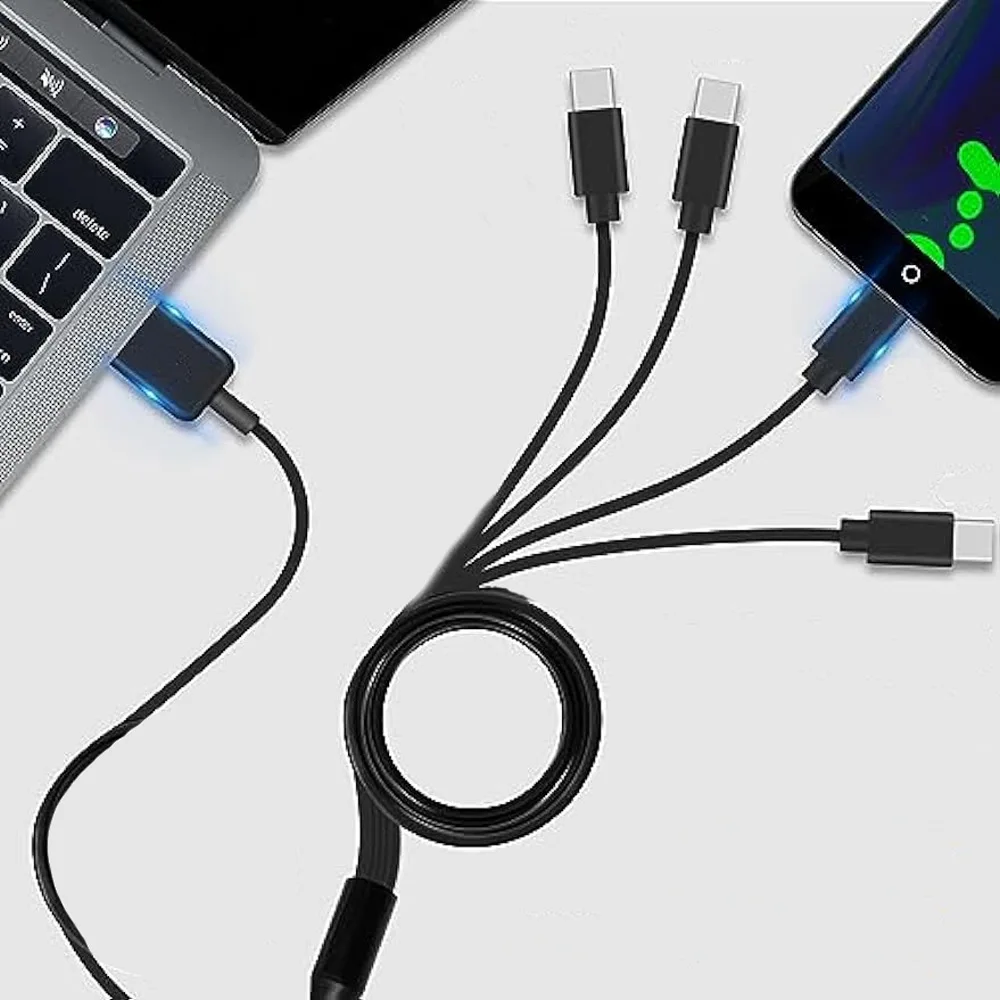 Universal Type C to USB C Multi-Port Splitter Adapter Cord for Charging and Connectivity