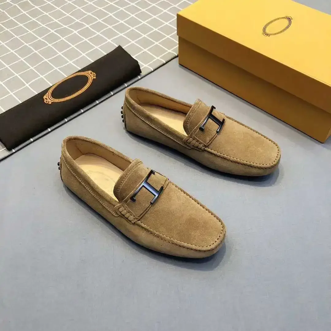 

European and American style summer new men's bean shoes genuine leather casual shoes, walking lazy men's shoes loafers men shoe