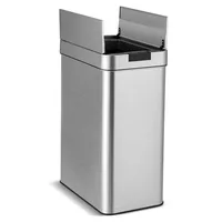 Slim Kitchen Trash Can with Wing Lids, 13.2 Gal Automatic Sensor Garbage Can, Stainless Steel Trash Bin, Hand-Free Infrared 1