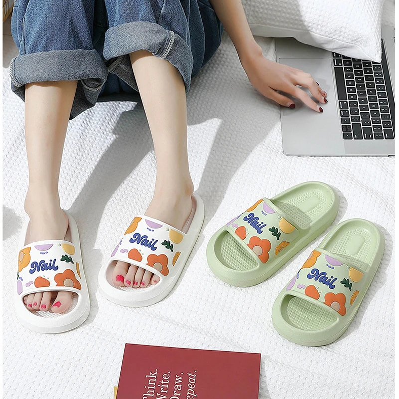 

Woman Home 3D Flower Slippers Cloud Soft Sole Non Slip Slide Funny Cute Women Summer Ladies Shoe Indoor Female Sandals Platform