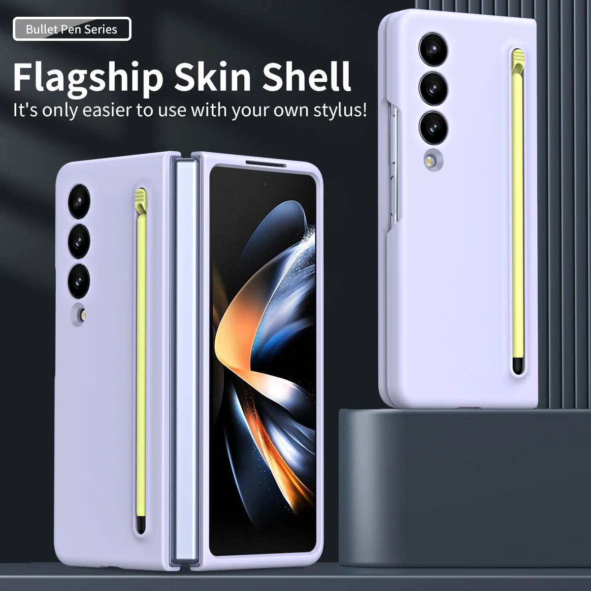 For Samsung Galaxy Z Fold 5 4 3 Case Colorful Skin-Friendly Matte With Tempered Film And Touch Pen Folding Shockproof Hard Cover