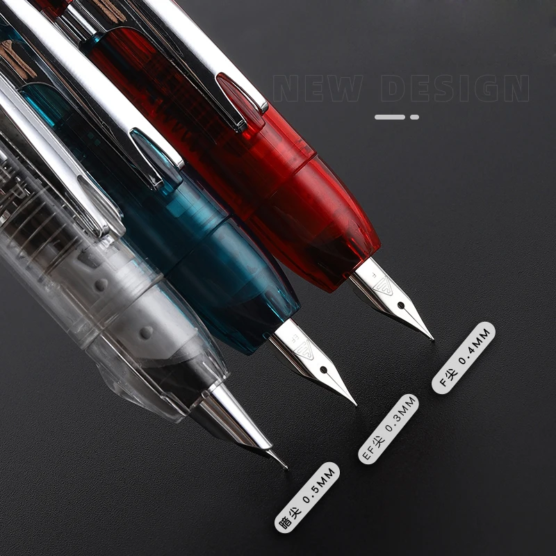 Lanbitou 3088 Smooth Press Fountain Pen Student Retractable EF Nib Resin Transparent Blue Pen Writing Stationery School Gift