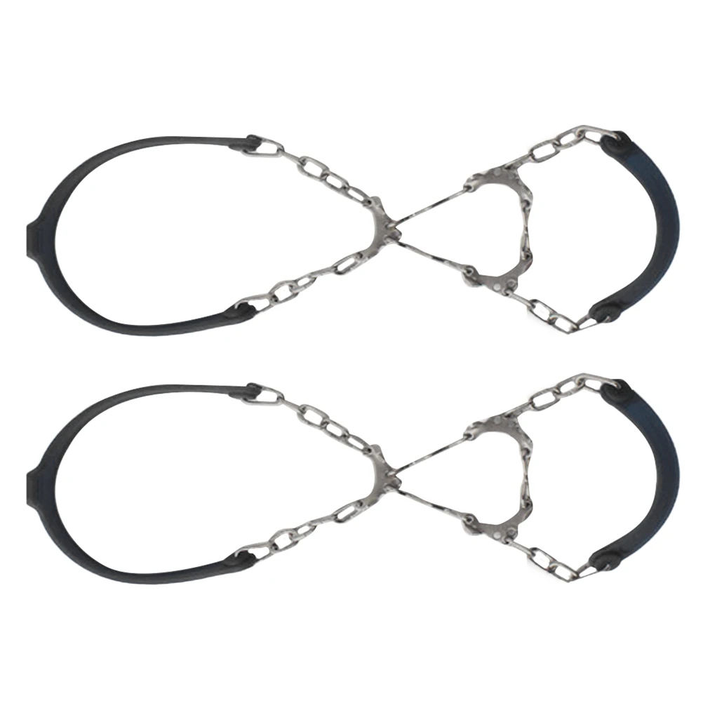 신발 부츠 용 2pcs 스키드 피트 미끄럼 방지 스노우 가드 금속 지붕 체인 하이킹 스파이크 내구성 하이킹 스파이크 신발 커버