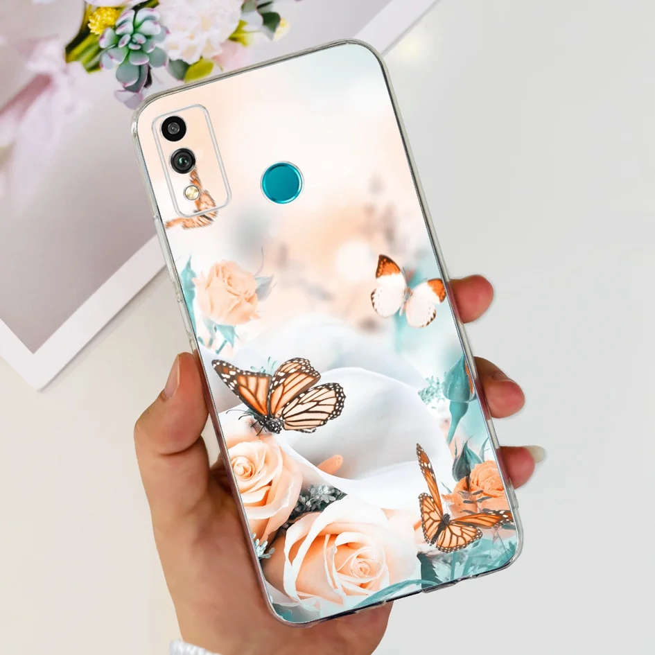 Floral Marble Transparent Silicone Soft Back Cover for Phone - Honor 9X Lite