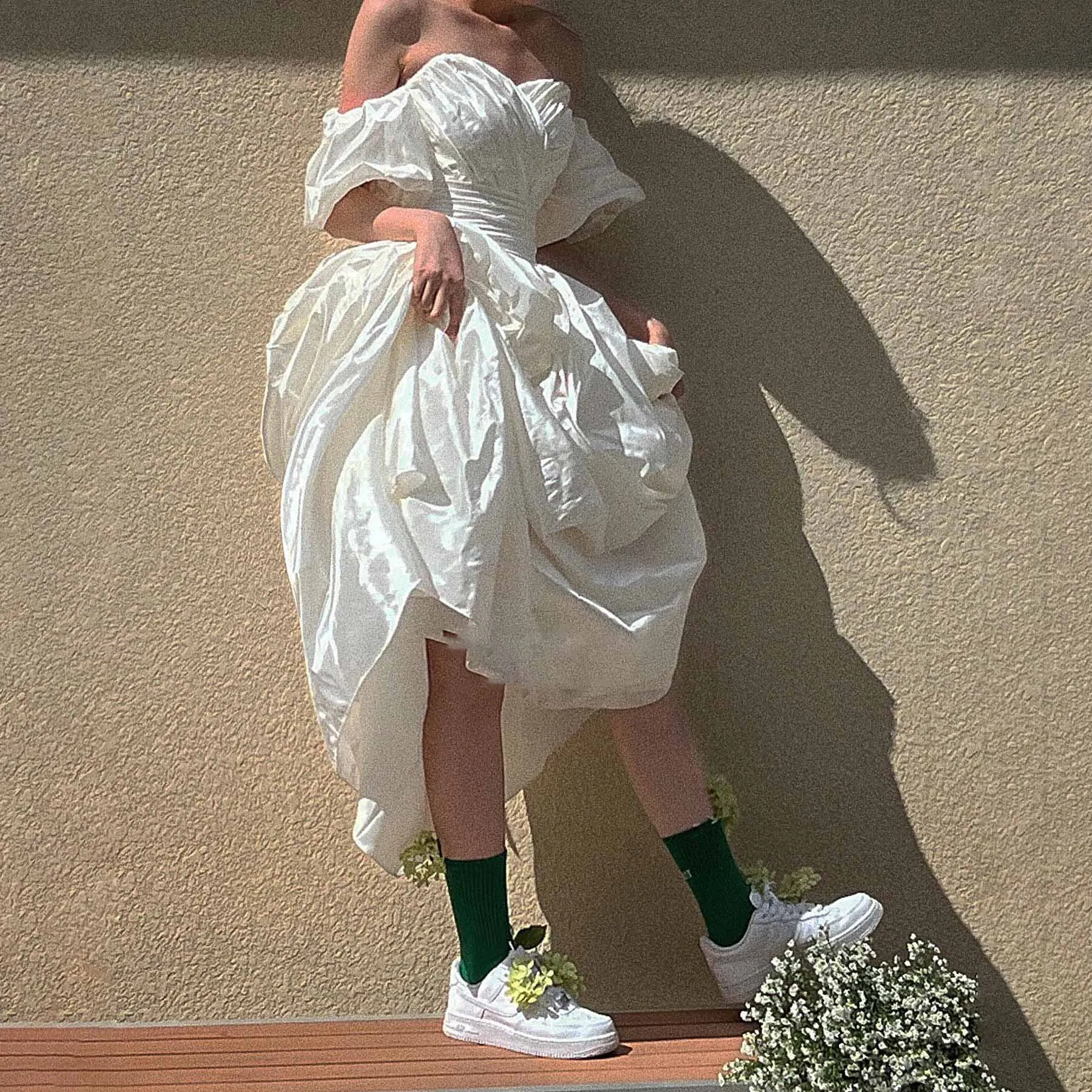 

OEING Sweetheart Korea Garden Evening Dress Pleat Short Sleeves Formal 프롬드레스 Floor Length Elegant Prom Growns Party Women Bride