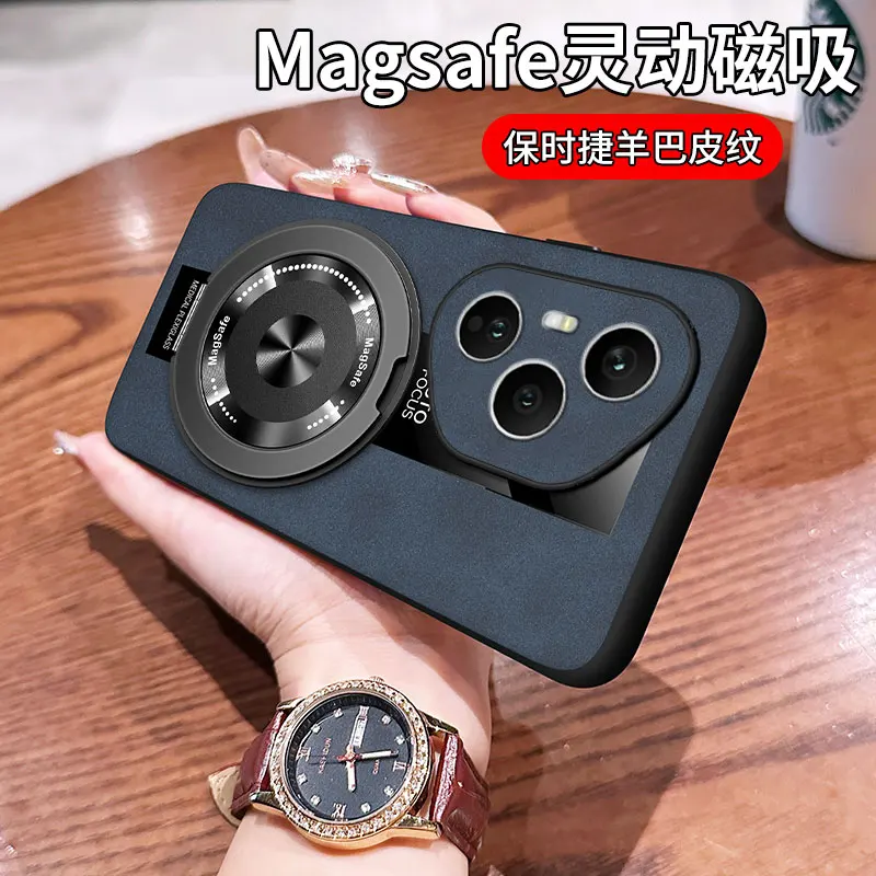 Hülle für Honor 400 / 400 Pro Magnetische 360-Grad-Schutzhülle ° Drehbarer Ständer, luxuriöse, stoßfeste Rückseite aus Plexiglas aus Schaffell-Leder – Detail 30
