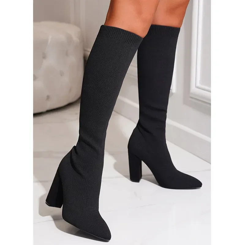Round Toe Chunky Leather Sock Boots Rave Boots Women Platform
