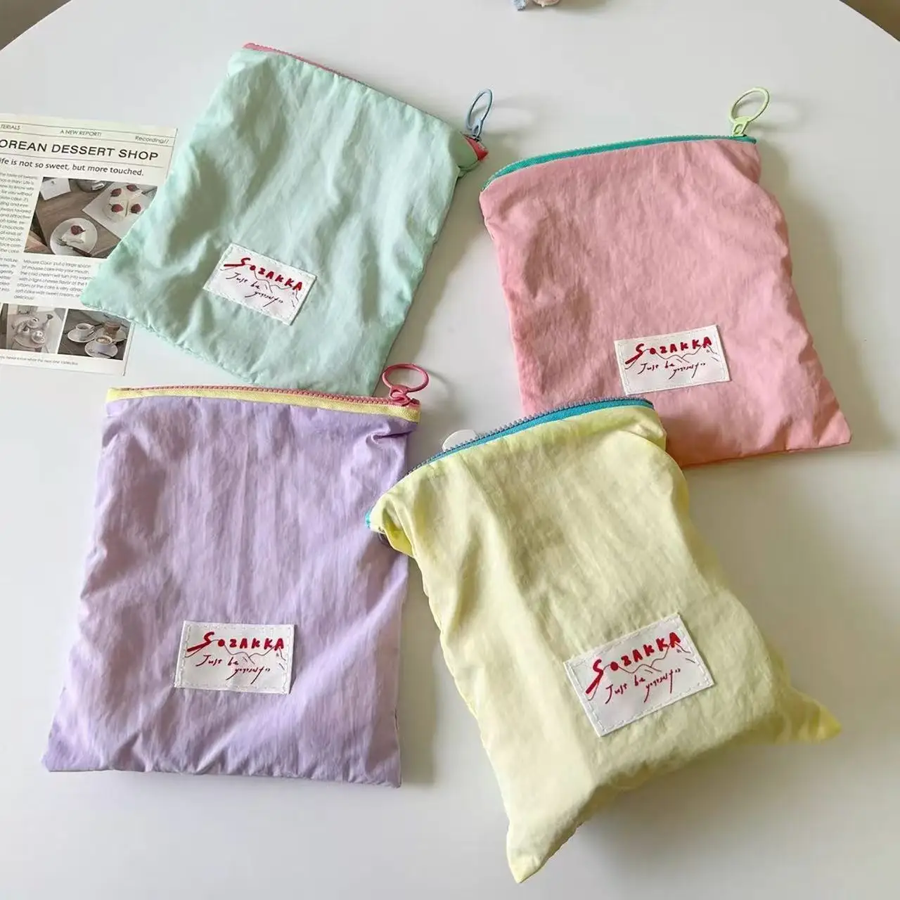 Cute Women Mini Zipper Makeup Bag Korean Macarone Lipstick Cosmetic Storage Pouch
