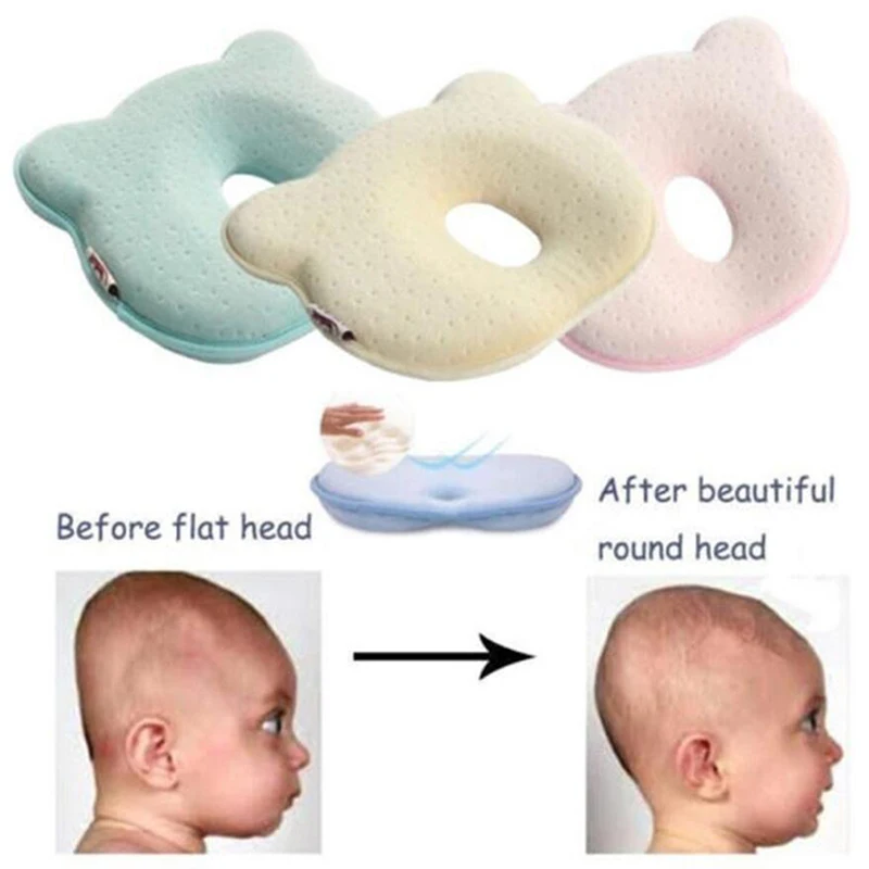 PANOVOUS Newborn Baby Pillow Flat Head Breathable 3D Air Mesh Organic Cotton Baby Head Shaping Pillow Ergonomic Support to Help Prevent Flat Head Syndrome 