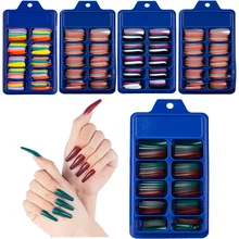 

20/100Pcs Candy Color False Nails Tips Full Cover Color Coffin Ballerina Fake Nails Nails Extension Forms Fingernail Manicure