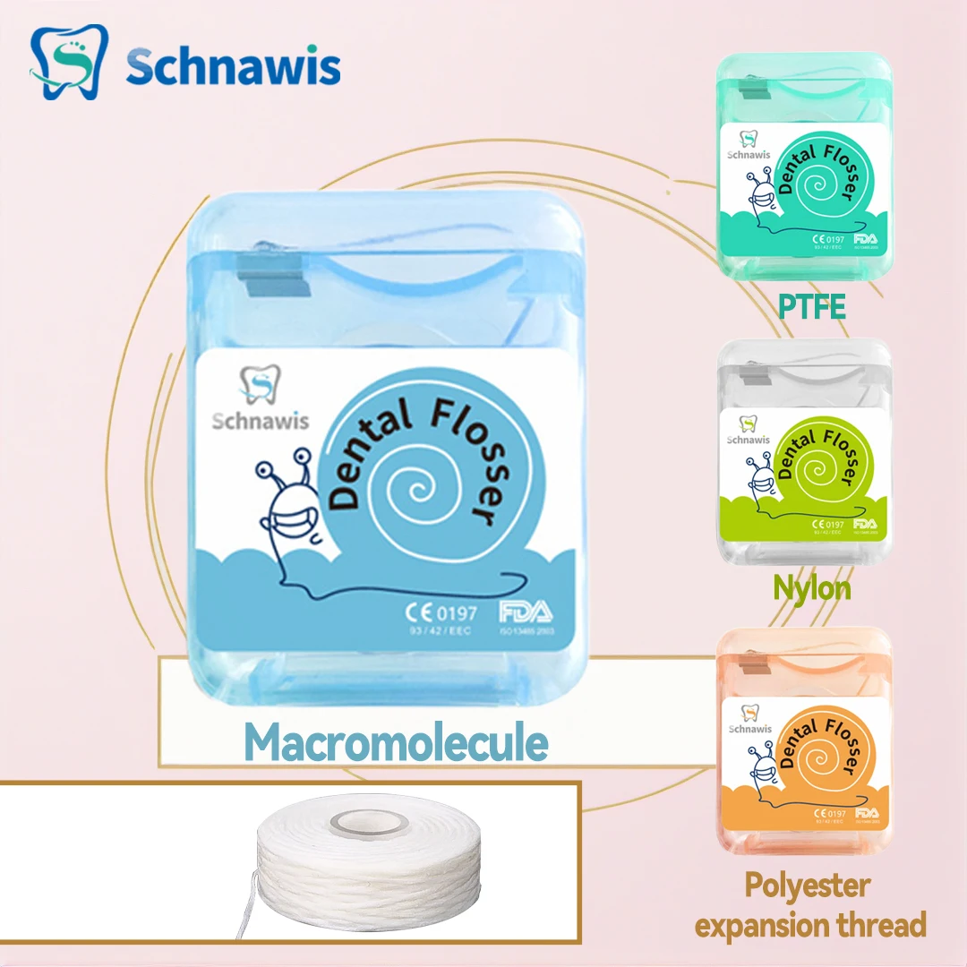 

50M/Roll Dental Flosser Built-in Spool Wax Nylon PTFE Macromolecule Water Expanded Dental Orthodontic Floss Cherry Flavor