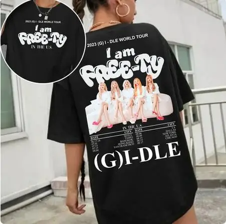 GIDLE T Shirt I Am FREE TY World Tour Merch T-shirt (G)I-DLE Fans