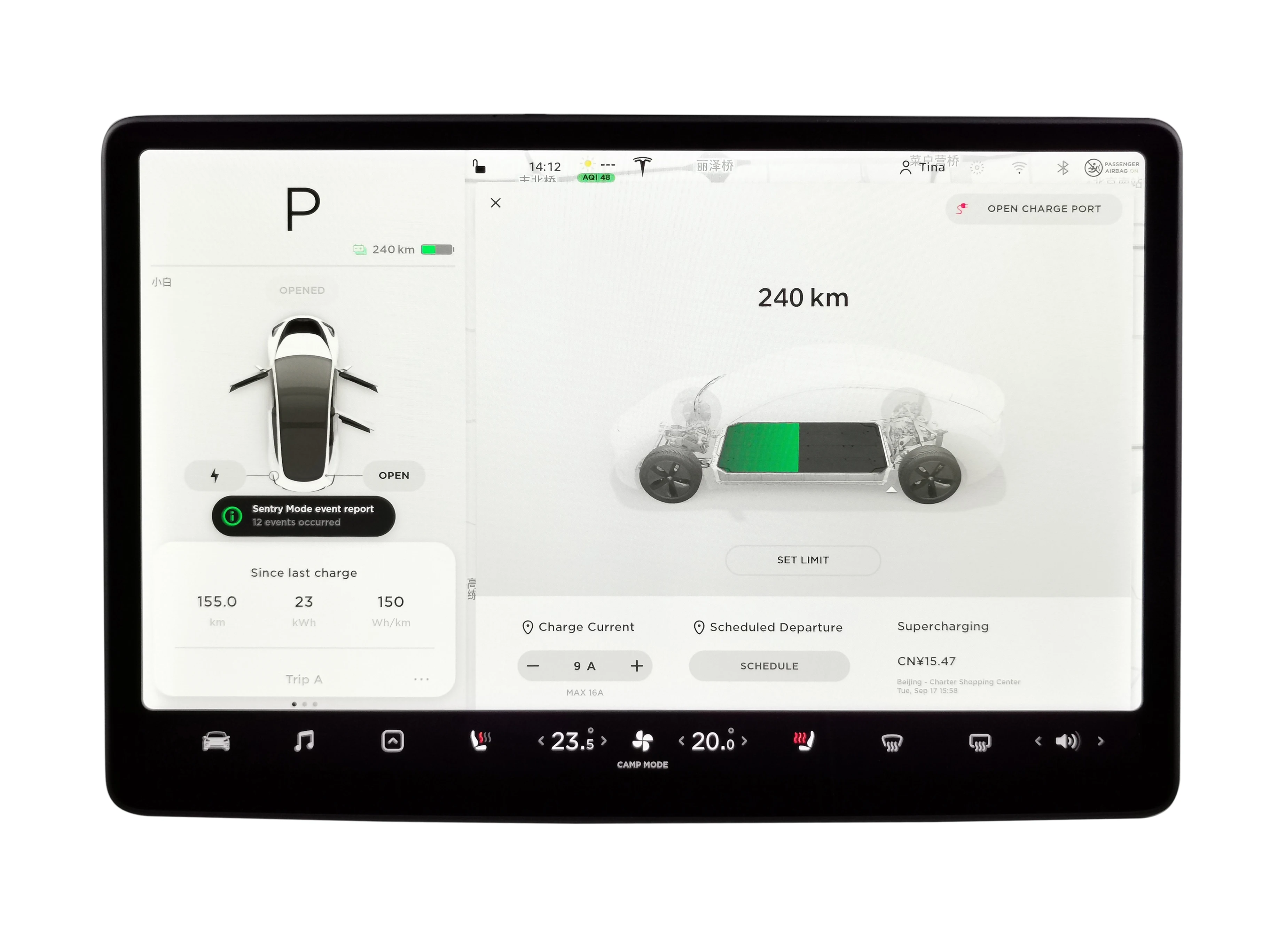 Touch Screen Multimedia For Tesla Model3 ModelY AWD Navigation 15.4 Inch Display