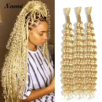 613# Blonde Deep Wave Braiding Human Hair Bulk 100g/pc For Micro Braiding Crochet Bohemian Box Braids 18 20 22 Inch Remy Hair
