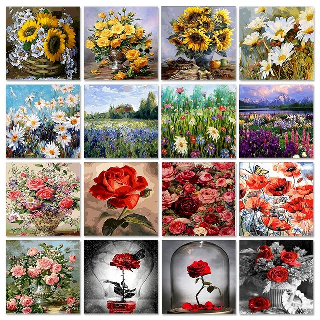 Acheter 40x50cm images par numéros paysage acrylique dessin toile peinture  à l'huile numéros fleur pour adultes décoration de la maison cadeau