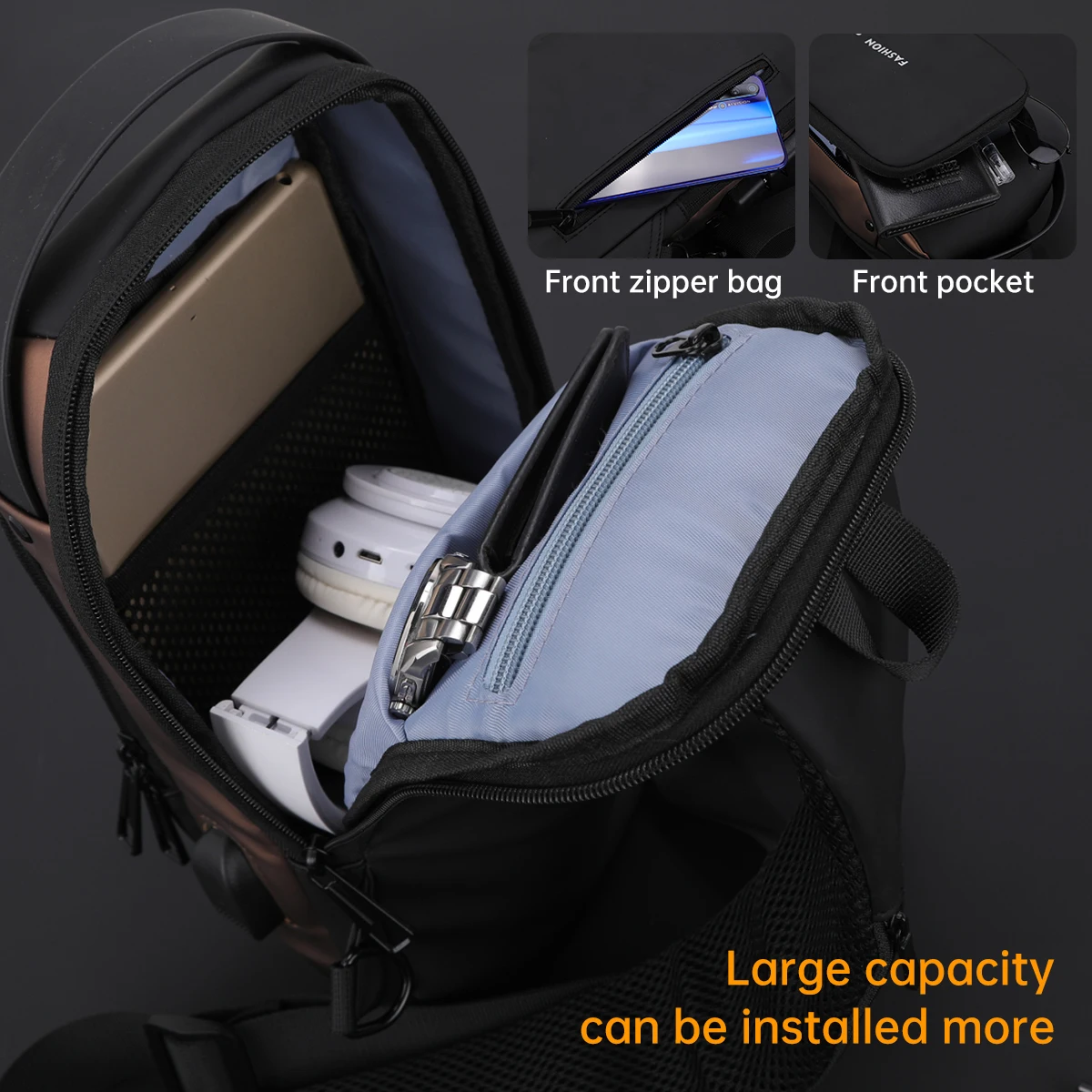 Password Lock Anti-Theft Men's Bag Men's Chest Bag Casual Sports Small Backpack Shoulder Crossbody Bag Motorcycle Bag