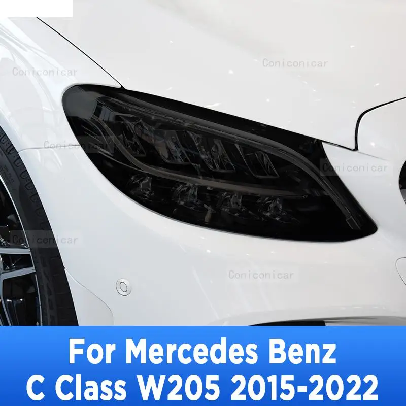 

Car Headlight Tint Anti-Scratch Black Protective Cover Film TPU Stickers For Mercedes Benz C Class W205 2015-2022 Accessories