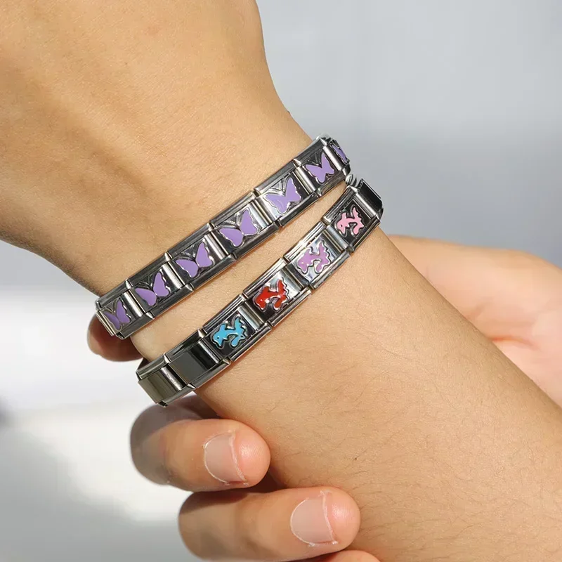 Fashion Butterfly Dolphin Cross Flower Star Italian Links Charm Fit 9mm Stainless Steel Bracelet Jewelry Making DJ463 stainless steel bracelets,charm bracelet,stainless steel jewelry