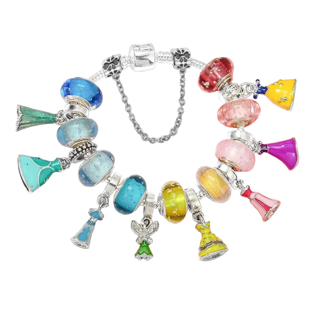 Fashion Simple Princess Dress Red Flower Beads Bracelet Set Fit Women's Elegant Jewelry Birthday Party Gifts