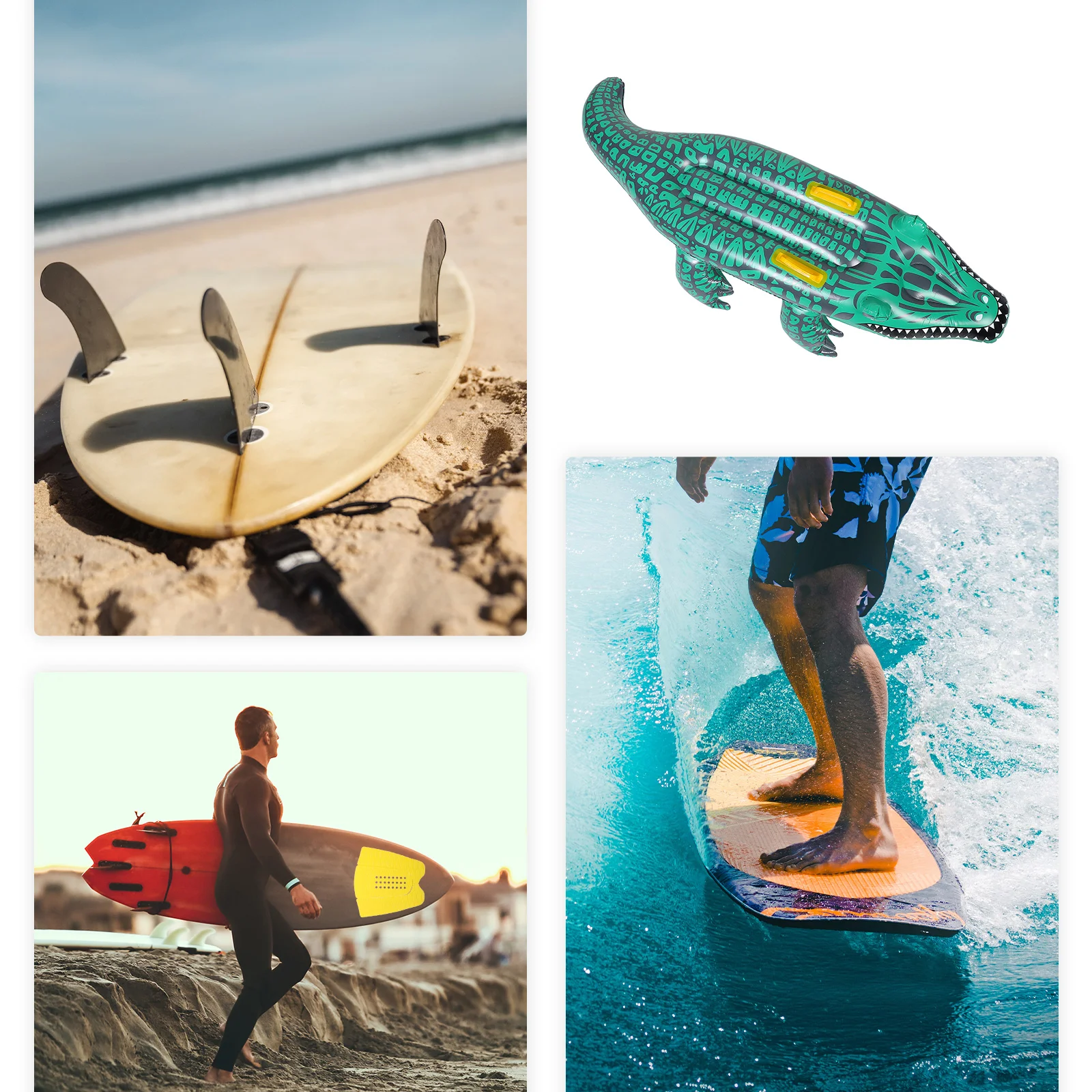 Inflatable Surfboard Alligator Floating Pad for Pool Body Mat Replacement Surfboatd Daily Use Shaped Swim Toy