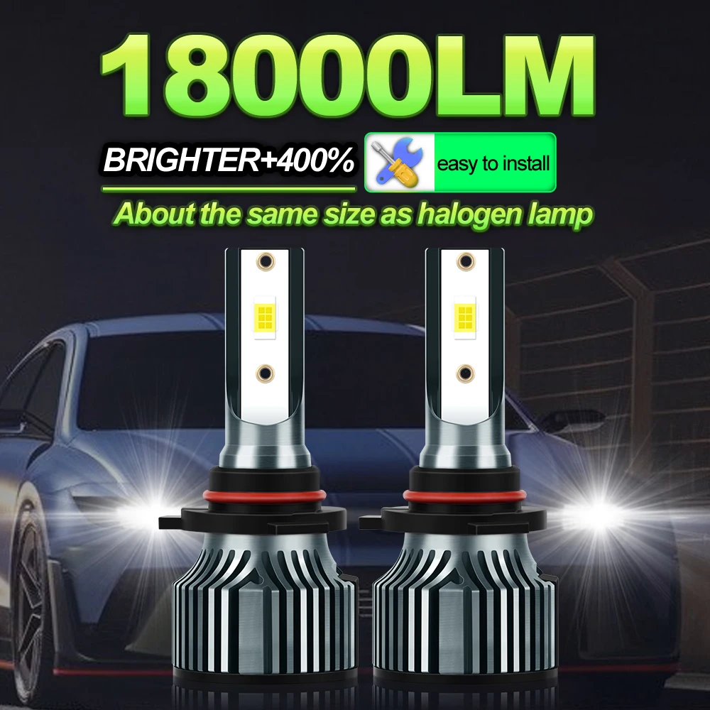 

3570 CSP Chips LED Headlight H1 H4 H7 Car Front Lights Bulb H11 9005 HB3 9006 HB4 H13 Fog Lamps 18000LM Turbo Auto Headlamps