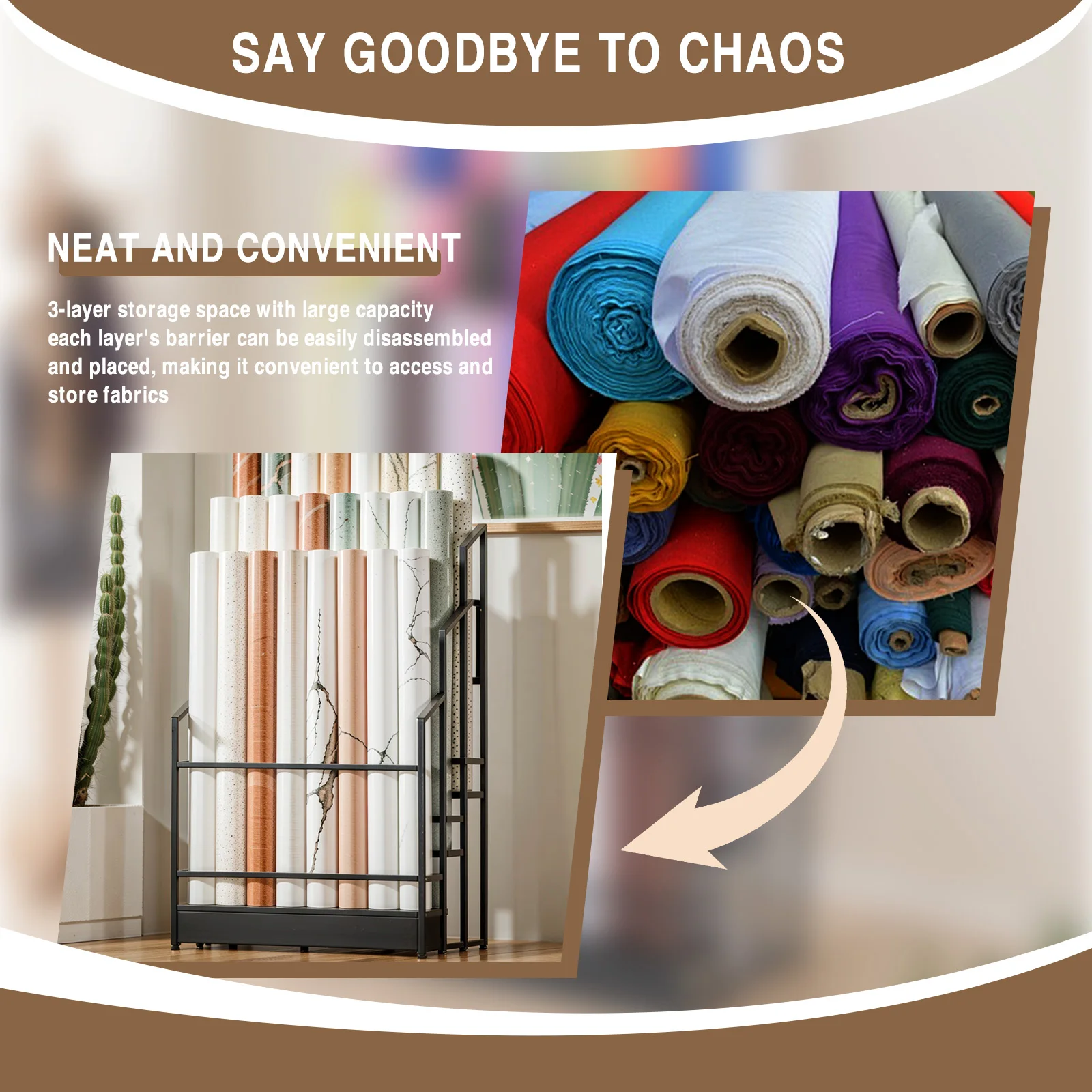 Fabric Roll Storage Rack Metal Vinyl Roll Storage Rack Craft Roll Storage and Organizer for Vinyl Roll Tablecloth PVC Film