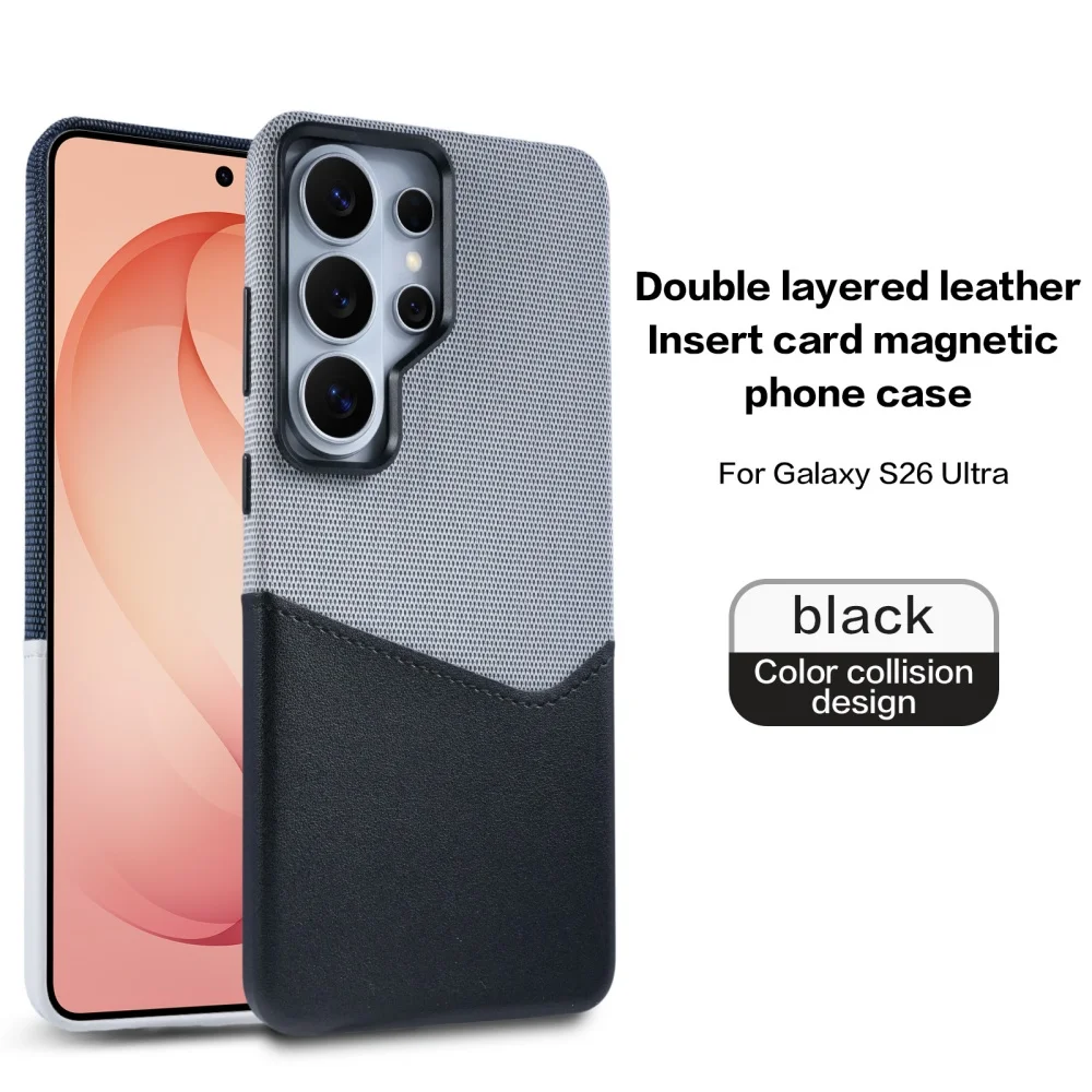 Enhanced Linen Leather Magnetic Wallet Phone Case with MagSafe Card Holder - Shockproof and Soft Cover Design