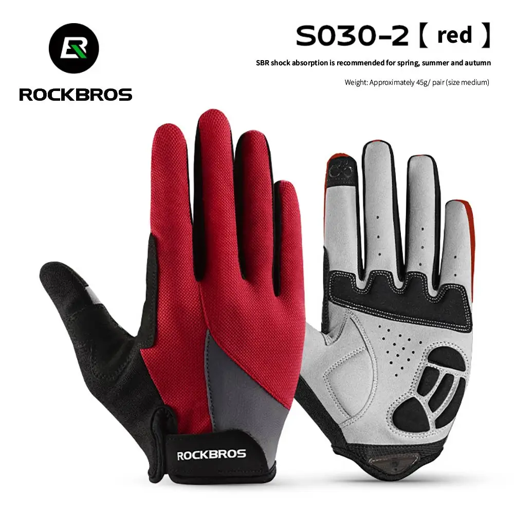 ROCKBROS Spring and Autumn Men's and Women's Cycling Gloves Full Fingered Bicycle Gloves Touchable Screen Bike
