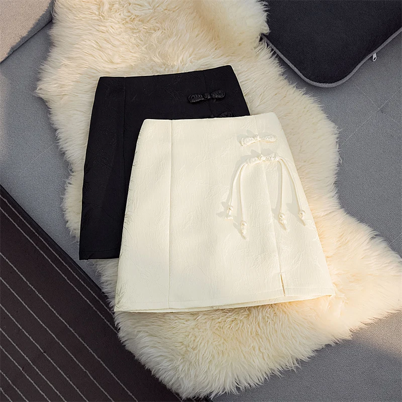 

Women Skirts Dobby 2024 Summer A Wrap Skirt With Shorts Underneath Skirt Y2k Curvy Female Faldas White Grey Solid Color