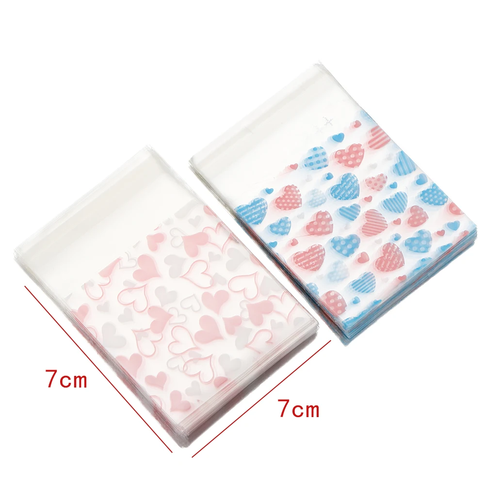 50pcs 발렌타인 데이 사랑 시리즈 diy 쥬얼리 포장 디스플레이 베이킹 쿠키 포장에 대 한 명확한 플라스틱 자체 접착 가방