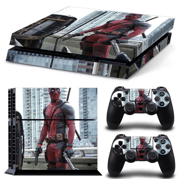 Marvel Spider Man Deadpool Vinyl Skin Sticker for PS4 Slim Console and 2 Controllers Decal Cover Game Accessories 