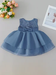 Elegant Purple Party Dress for Baby Girls - Perfect for Birthdays, Weddings, and Special Occasions (Blue)