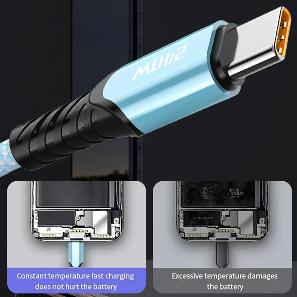 240W 5A Fast Charge USB A To C Quick Charge Cable For Samsung S24 Realme Xiaomi 14 Huawei OPPO OnePlus Phone Data Cables