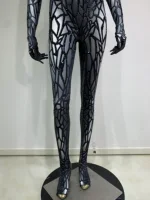 Women Sexy Printing Rhinestone Stretch Jumpsuit Club Evening Party Costume Wear Singer Dancer Stage Performance Costume - Image 6