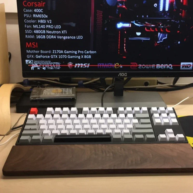 Echome-ergonômico Preto Noz Teclado Mão Resto Logotipo do Texto Personalizável Descanso de Pulso de Madeira 60 75 80 Teclados Mecânicos - Imagem 5
