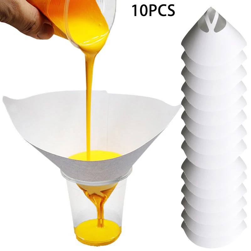 10x Car Paint Spray Mesh Paper Filter Purifying Straining Funnel Disposable Paint Filter Conical Nylon &mu;m Paper Funnels Tool