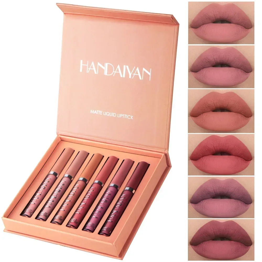 thumbnail image 1 of HANDAIYAN 6 PCS Lipstick Set Make-up for women Non stick Cup Waterproof Long lasting Cosmetics Korean makeup Matte lipstick, 1 of 5