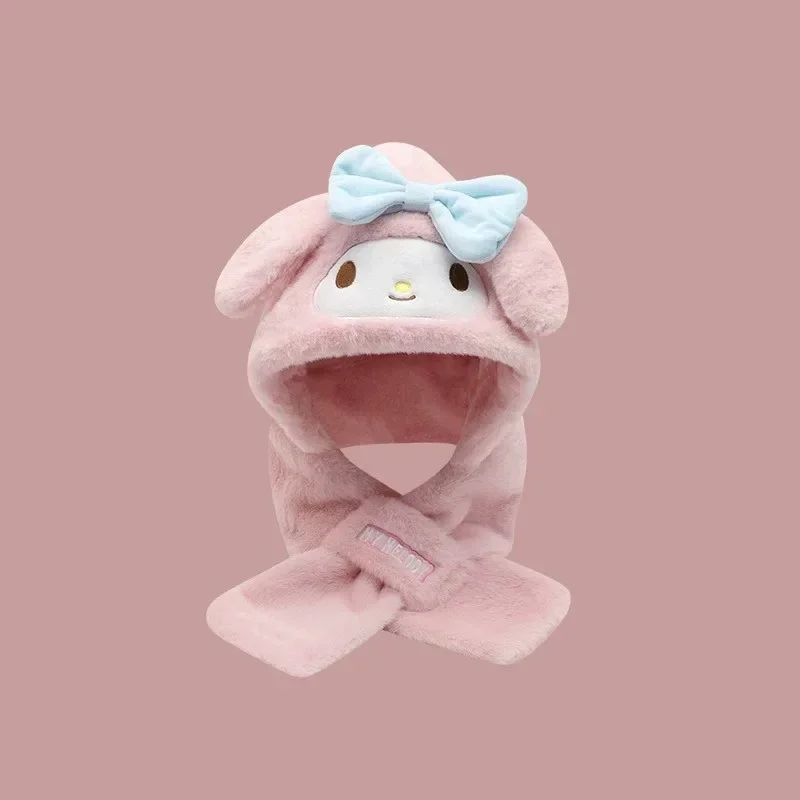 Children's Hat Scarf Integrated Winter Warm Boy and Girl Plush Cartoon Ear Protection Hat Gloves New Model