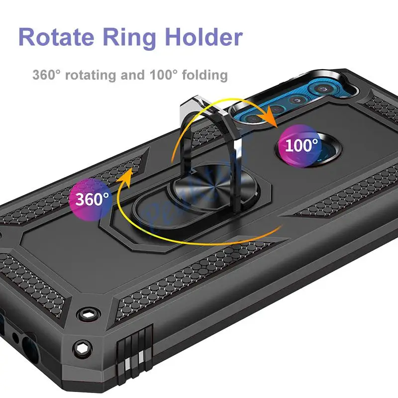 Armor Shockproof Silicone Metal Ring Phone Holder Case