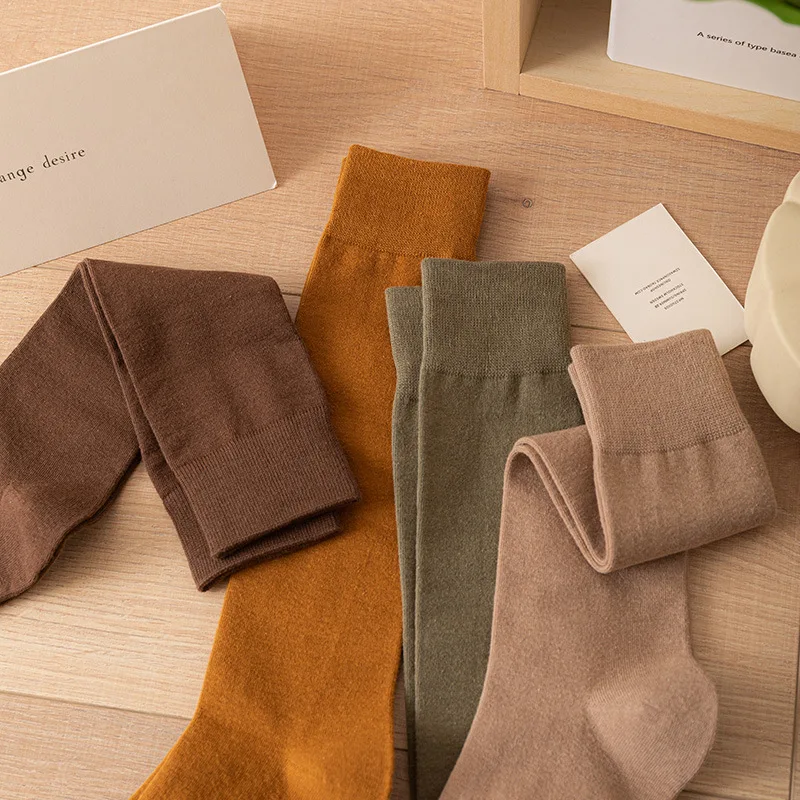 Frauen Baumwolle Knies trümpfe sexy Mädchen schwarz weiß einfarbig lässig Kalbs ocke weibliche Winter lange Socken japanische Mode – Detail 4