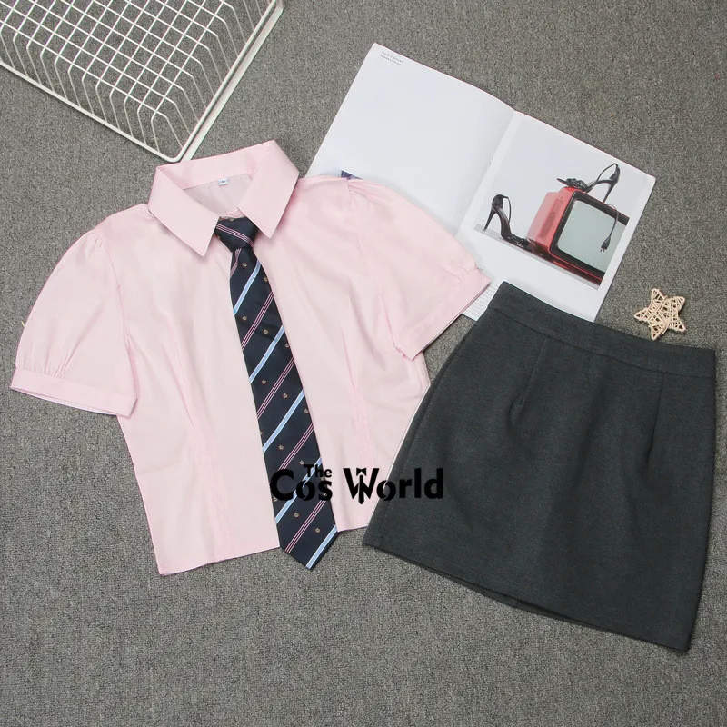 [Xiao Jian Shan] Japanese Short Puff Sleeve Summer Collect Waist Shirts Blouse Skirt JK High School Uniform Class Students Cloth 3