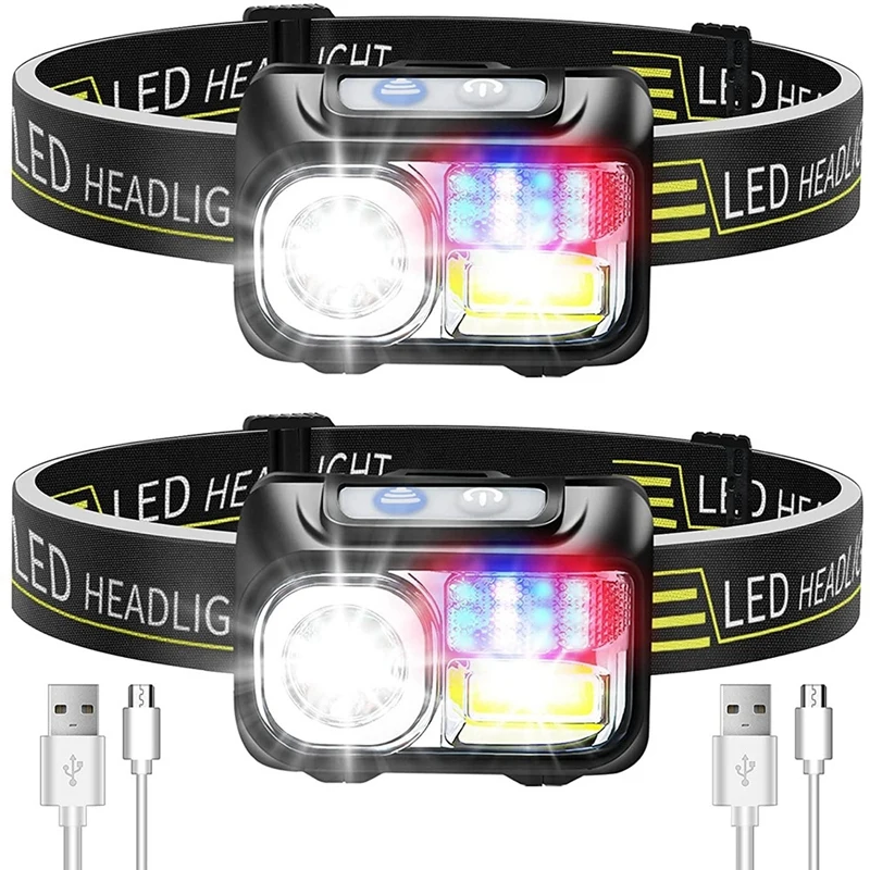 

Head Light Flashlight,2 Pack USB Rechargeable LED Head Light,1200 Lumen Super Bright Motion Sensor Waterproof Headlight