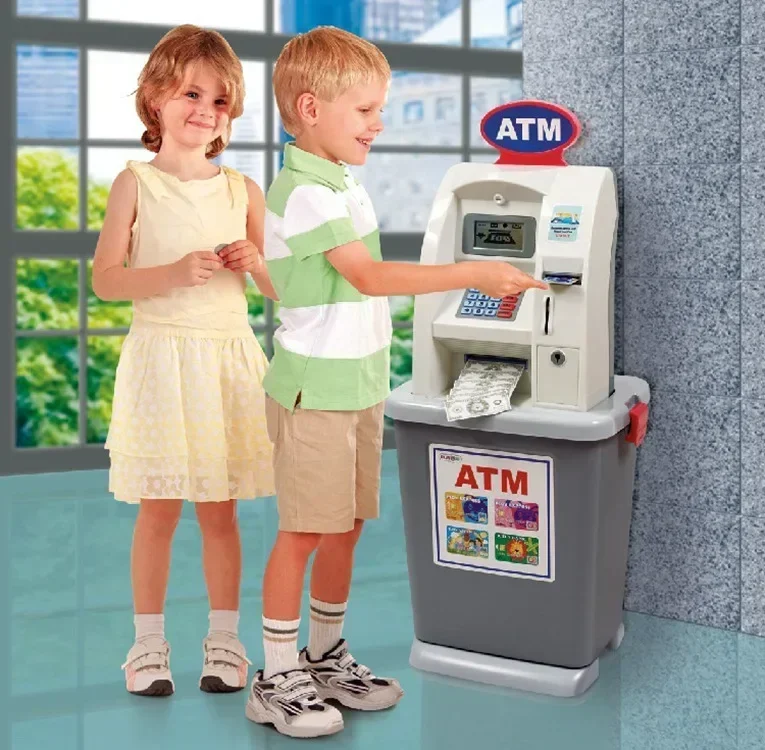 81cm Children's Bank ATM cash machine deposit machine play house toys kids Birthday Christmas Gift Parent child interactive game