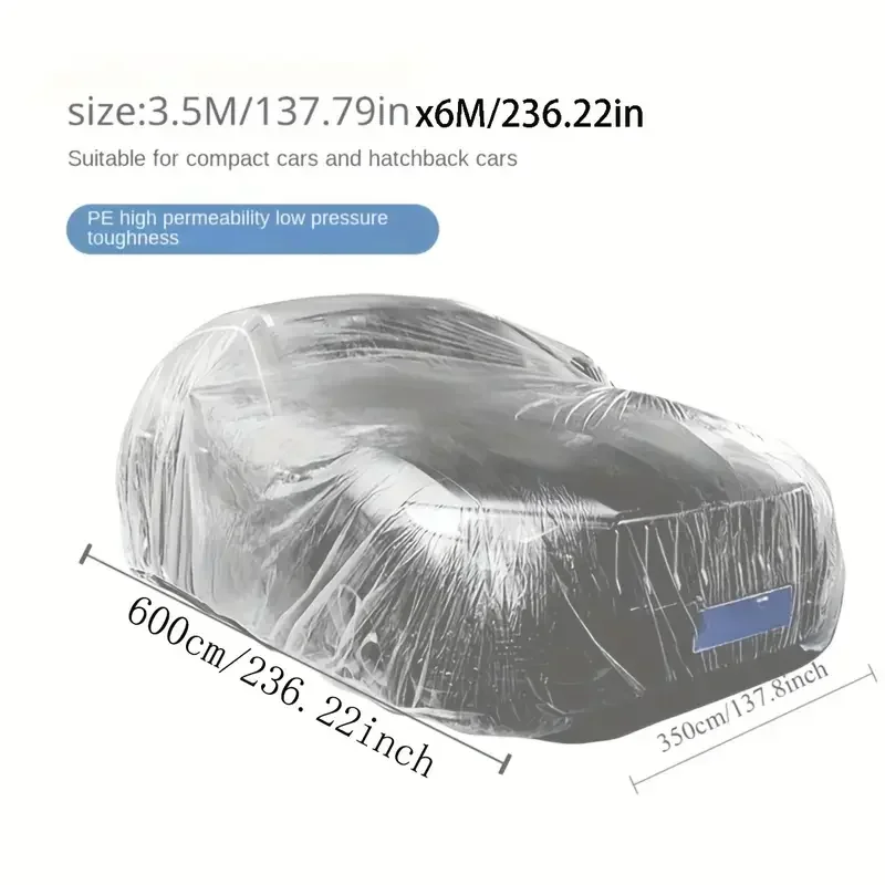 Universal Clear Protective Car Cover – Water-Resistant, Dustproof, Disposable, Easy-to-Use
