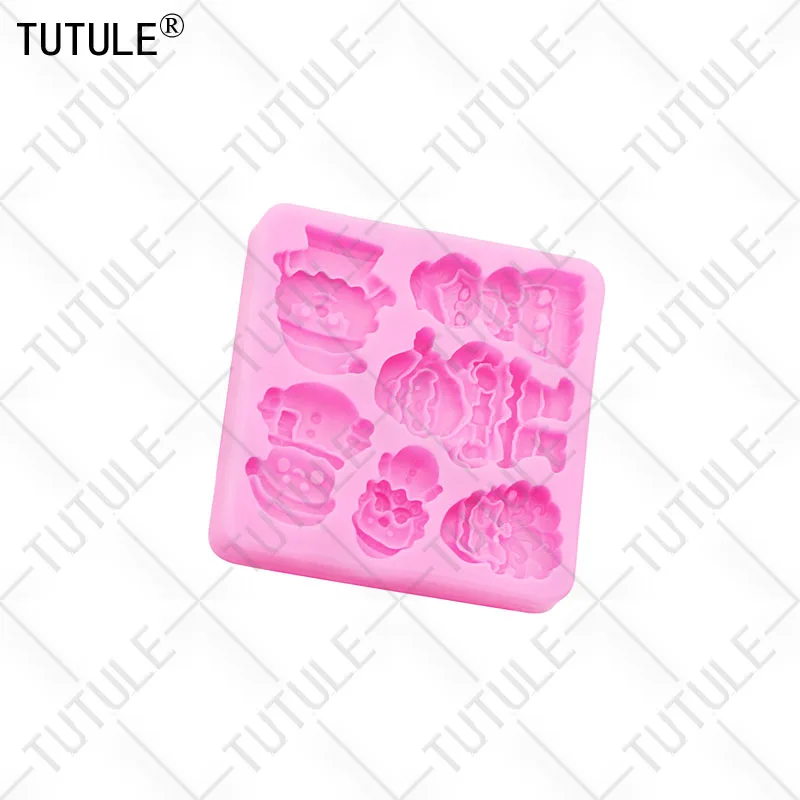 Weihnachtsmann Silikonform Weihnachten Schneemann Fondant Zucker Cupcake Handwerk Silikonformen Tropfenkleber dekorative Epoxidharzformen – Detail 19