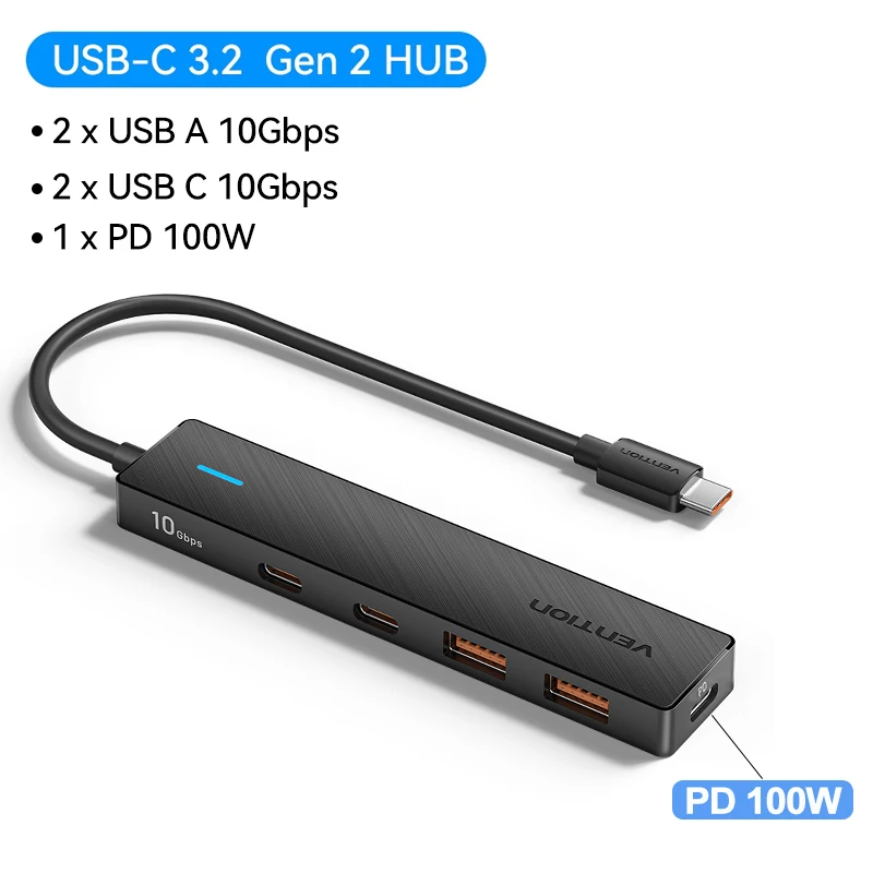 ตัวเลือกสินค้า USB 3.2 Gen2 5-Port Hub 10Gbps สำหรับ MacBook iPad และโน๊ตบุ๊ก